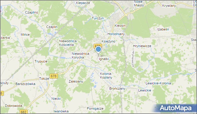 mapa Ignatki, Ignatki gmina Juchnowiec Kościelny na mapie Targeo